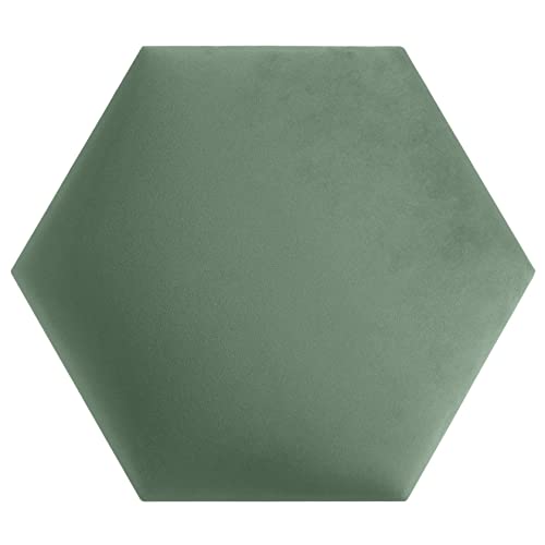 softwalls Wandkissen Hexagon Stoff mit 50mm Polsterung - Bett Kopfteil Wandpolster - Wandverkleidung - Wandpaneele | 40 x 34.5 Mintgrün von softwalls