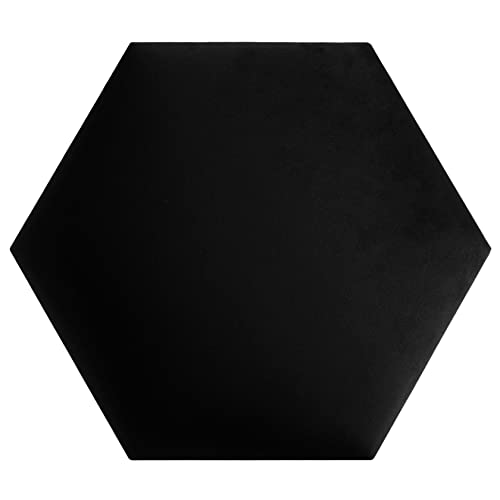 softwalls Wandkissen Hexagon Stoff mit 50mm Polsterung - Bett Kopfteil Wandpolster - Wandverkleidung - Wandpaneele | 40 x 34.5 Schwarz von softwalls