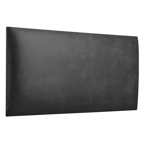 softwalls Wandkissen Vintage Leder mit Befestigung und 50mm Polsterung - Bett Kopfteil Wandpolster - Wandverkleidung - Wandpaneelee | 60 x 30 Schwarz von softwalls