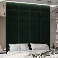 Wandkissen Polster Dunkelgrün 50x30 Kopfteil Bett Gepolstert - Wandpaneele Paneel Wandverkleidung Wanddekoration Wanddeko Stoff von softwallsDE