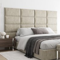 Wandkissen Samt Creme 60x30 Kopfteil Bett Gepolstert - Wandpaneel Paneel Wandverkleidung Wanddekoration Wanddeko Polster von softwallsDE