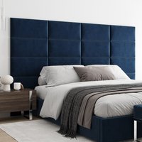 Wandkissen Samt Dunkelblau 60x30 Kopfteil Bett Gepolstert - Wandpaneel Paneel Wandverkleidung Wanddekoration Wanddeko Polster von softwallsDE