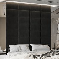 Wandkissen Samt Dunkelgrau 50x30 Kopfteil Bett Gepolstert - Wandpaneel Paneel Wandverkleidung Wanddekoration Wanddeko Polster von softwallsDE