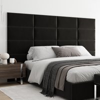 Wandkissen Samt Schwarz 60x30 Kopfteil Bett Gepolstert - Wandpaneel Paneel Wandverkleidung Wanddekoration Wanddeko Polster von softwallsDE