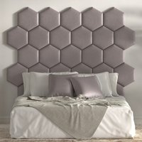 Wandpolster Hexagon Zartrosa Gepolstertes Kopfteil Bett - Wandkissen Schallabsorber Wandverkleidung Wandpaneel Samtstoff von softwallsDE