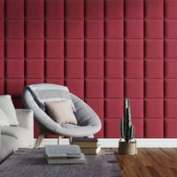Wandpolster Velour Cranberry 30x30 cm - Wandkissen Mit Extra Weicher 50 Mm Polsterung von softwallsDE