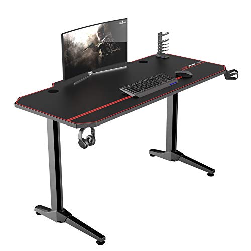 soges Gaming Tisch Gaming Schreibtisch Computertisch Desk Gamer Pro Tisch mit Großer Oberfläche XXL Smooth und Waschbar Mausepad in Tischform Ergonomischer Tisch PC Schreibtisch 140 x 65 cm Schwarz von soges