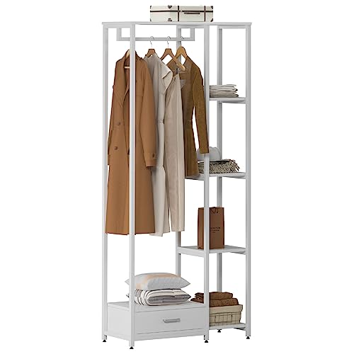 soges Kleiderständer, Garderobe, Garderobe, Metall, mit Ablagen, Schublade und Kleiderstange, 80 x 34 x 180 cm von soges