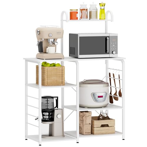 soges Küchenregal, Mikrowellenregal, Regal für Mikrowelle 3+4 Ablage Mikrowellenhalter Standregal, multifunktionale Küche Aufbewahrungsregal Küchenregallagerung Küchenwagen von soges
