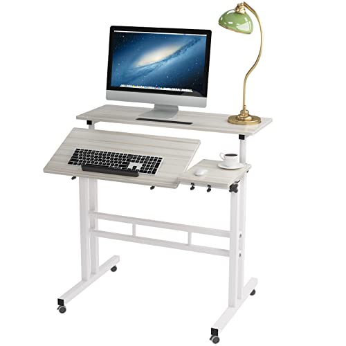 soges Laptoptisch Laptopständer Computertisch mit Multiverwendungsweisen geeignet für Sitzen und Stehen,Höheverstellbar,flexibel Bewegung mit Rollen,80 * 40CM von soges
