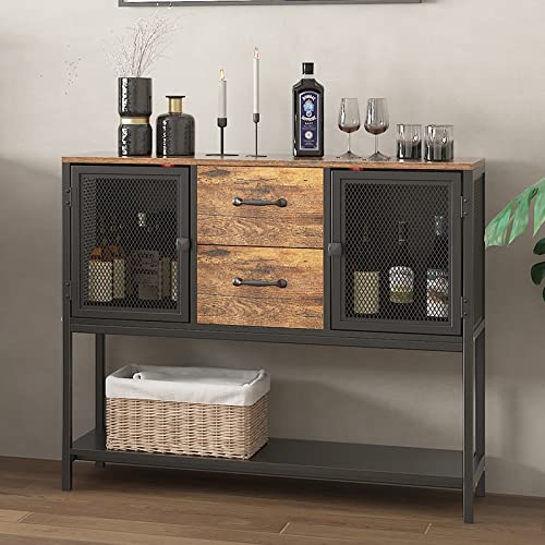 soges Sideboard Küchenschrank Aufbewahrungsschrank, Anrichte Beistellschrank Küchenanrichte mit Regal und Schubladen für Küche Esszimmer Wohnzimmer, Vintage 100 x 35 x 84,5 cm von soges