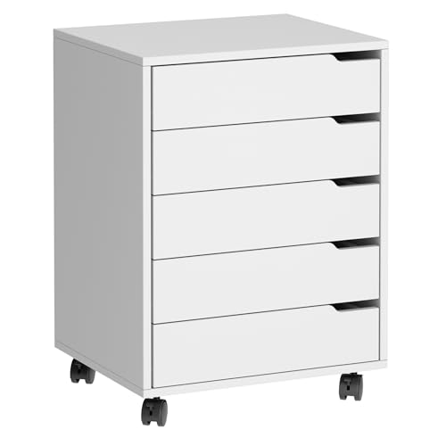 soges Vertikaler Ordner mit 5 Schubladen mit Rollen – mobiler Büroschrank mit Griffen – Aufbewahrung mit Schubladen für Büro Zuhause – Weiß soges Vertikaler Ordner mit 5 Schubladen mit Rollen – mobiler Büroschrank mit Griffen – Aufbewahrung mit Schubladen für Büro Zuhause – Weiß von soges