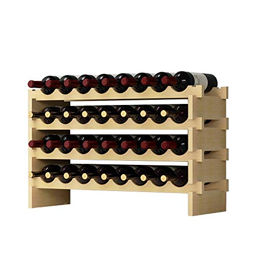 soges Weinregal Weinlagerung Weinständer Flaschenständer aus unbehandeltem Holz mit 4 Etagen für 32 Flaschen,Größe 90 * 30 * 54CM von soges