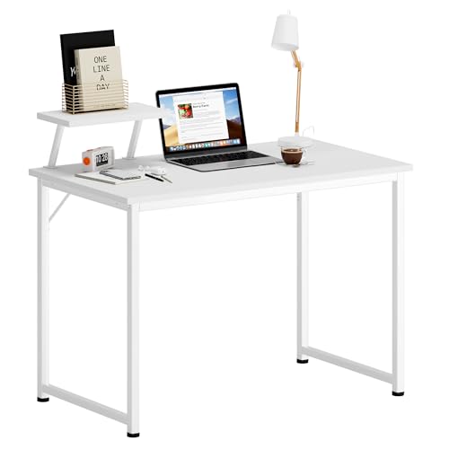 sogesfurniture Computertisch 100x60 cm, Schreibtisch Arbeitstisch Bürotisch PC Laptop Tisch Esstisch für Zuhause Büro Schlafzimmer, Einfache Montage, Weiß von sogesfurniture