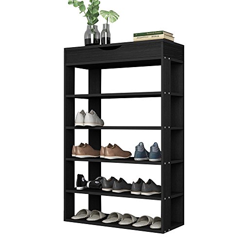 sogesfurniture Holz Schuhregal 5 Ebenen Schuhschrank Schuhablage Standregal Schuhständer für 20 Paar Schuhe, ideal für Diele, Flur, Treppenhaus, 75 x 30 x 94cm, Schwarz BHEU-L24-BK von sogesfurniture