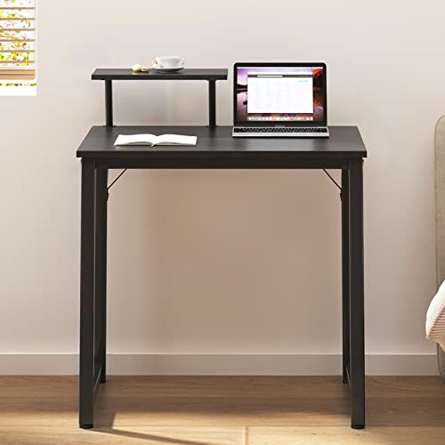 sogesfurniture Kompakt Schreibtisch Computertisch Büromöbel PC Tisch, klein Esstisch Arbeitstisch Bürotisch für PC und Laptop, aus Holz und Metall, 80x40x75cm, Schwarz von sogesfurniture
