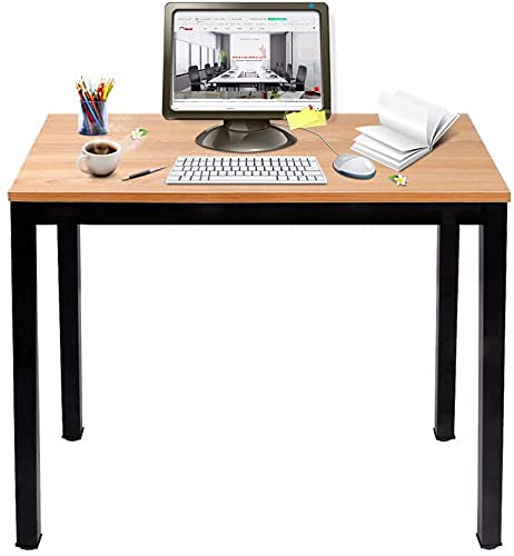 sogesfurniture Kompakt Schreibtisch Computertisch Büromöbel PC Tisch, klein Esstisch Arbeitstisch Bürotisch für PC und Laptop, aus Holz und Metall, 80x40x75cm, Teak&Schwarz BHEU-AC3BB-8040 von sogesfurniture