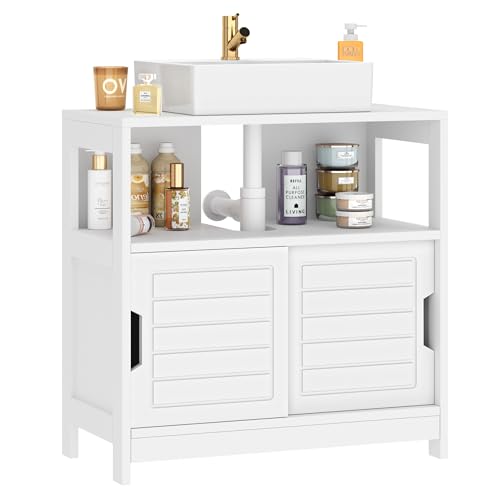 sogesfurniture Waschbeckenunterschrank, Waschtischunterschrank Weiß, Badezimmer Unterschrank mit offener Ablage, 2 Schiebetüren, viel Stauraum, platzsparendes Badmöbel, 60 x 30 x 60 cm sogesfurniture Waschbeckenunterschrank, Waschtischunterschrank Weiß, Badezimmer Unterschrank mit offener Ablage, 2 Schiebetüren, viel Stauraum, platzsparendes Badmöbel, 60 x 30 x 60 cm von sogesfurniture