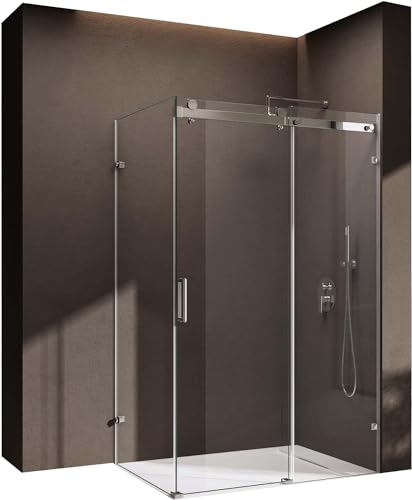 doporro Eck-Duschkabine Eckdusche Ravenna17-2 80x100x195cm Duschabtrennung mit Schiebetür ESG-Sicherheitsglas Klarglas 4-Punktbefestigung inkl. beidseitiger Easy-Clean-Beschichtung von doporro