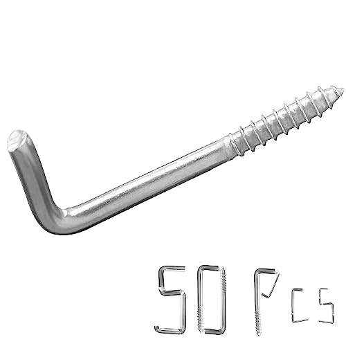 soimuk 304 Stainless Steel 2 in Screw-in Hooks 50 Pcs,7 Shape Screw Hooks,Right Angle Medal Hooks l Shaped Screw in Hooks for Hanging von soimuk