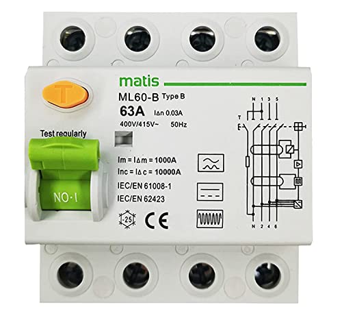 FI Schutzschalter 63A - 30mA / 4-Pol/Typ B Allstromintensiv FI Schutzschalter 63A - 30mA / 4-Pol/Typ B Allstromintensiv von solar+more
