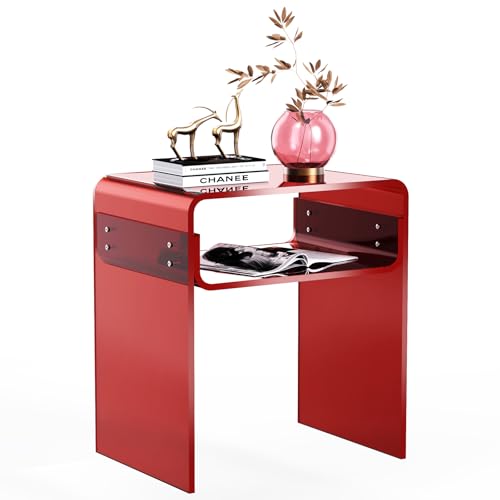 solaround Acryl Beistelltisch Nachttisch, Transparent U-Form Tisch, für Schlafzimmer Wohnzimmer, 40 x 30 x 50 cm (Rot) von solaround