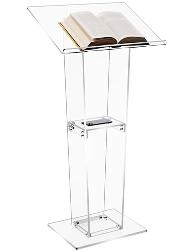 solaround Acryl Clear Podium Stand mit Speicher Regal, Plexiglas Pulpits für Kirchen, Konferenz, Reden, Hochzeiten, Klassenzimmer (Clear) von solaround