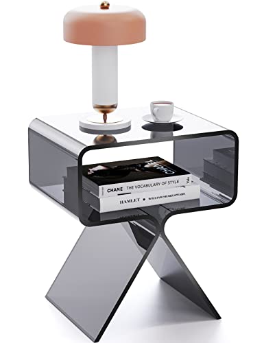 solaround Acryl Nachttisch Beistelltisch, Modernes Design Clear Home Decor Display Endtisch (Schwarz) von solaround