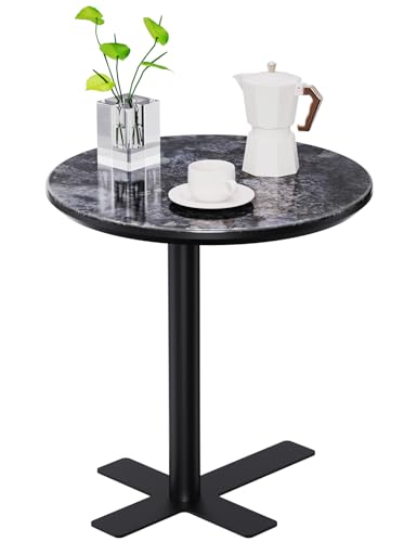 solaround Patras Bistrotisch Cafetisch,Runder Beistelltisch Stehtisch Marmor Marmortisch Gusseiserner Standfuß frostsicher, für drinnen und draußen, Ø 50cm, 53cm Höhe (Schwarz) von solaround