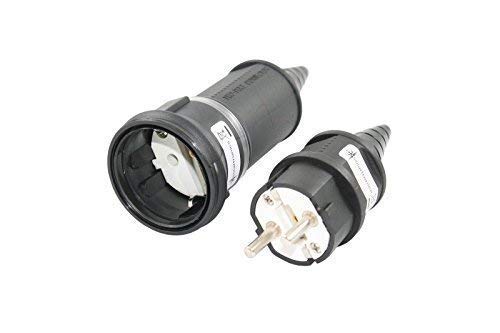 91483 Schuko Set Stecker Kupplung 16A 250V Gummi Durchführung Schutzkontakt IP44 von solartronics
