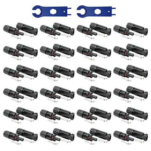 SOLARTRONICS 24 Paar Solarstecker , Männlich/Weiblich Solarpanel Kabelstecker, IP67 Wasserdicht, PV Stecker kompatibel mit MC4, Steckverbinder für 4mm² - 6mm² Solarkabel mit Solar-Spannschlüssel von solartronics