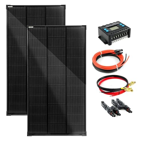 SOLARTRONICS Solar Set 2x 120W monokristalline Solarmodul 1080x580, 20A Laderegler blau+ Solarkabel, Batteriekabel + Solarstecker von solartronics