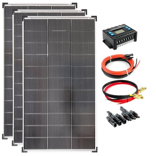 SOLARTRONICS Solar Set 3x 120W monokristalline Solarmodul + 20A Laderegler blau+ Solarkabel, Batteriekabel + Solarstecker von solartronics