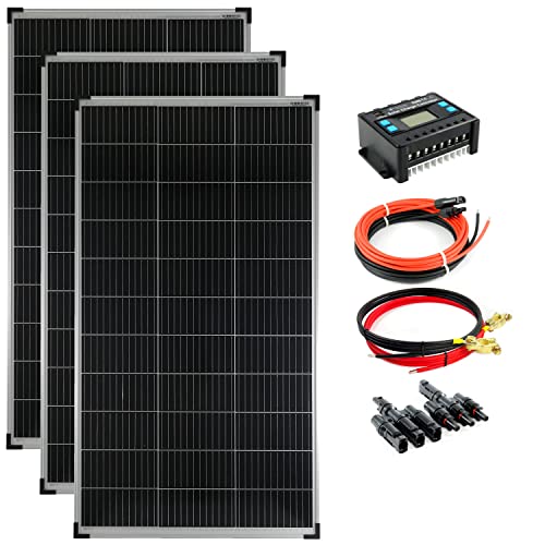 SOLARTRONICS Solar Set 3x 140W monokristalline Solarmodul + 20A Laderegler blau + Solarkabel + Batteriekabel + Solarstecker Photovoltaik Inselanlage von solartronics