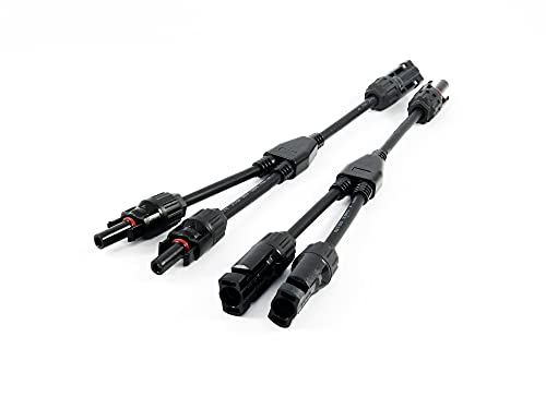 SOLARTRONICS Y-Steckverbinder Paar Verteiler für Solarstecker Solarpanel Photovoltaik 2- bis 6-fach Kupplung 1000V PV Solarkabelverbinder Wasserdicht IP67 Schwarz UV-beständig (2-fach Kabel) von solartronics