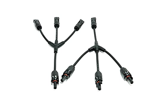 SOLARTRONICS Y-Steckverbinder Paar Verteiler für Solarstecker Solarpanel Photovoltaik 2- bis 6-fach Kupplung 1000V PV Solarkabelverbinder Wasserdicht IP67 Schwarz UV-beständig (3-fach Kabel) von solartronics