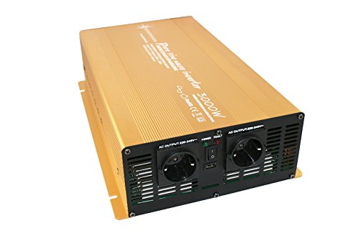 Wechselrichter - Spannungswandler 24V 300 bis 3000 Watt Reiner Sinus mit echtem Power USB 2.1A Gold Edition … (3000-6000 Watt) von solartronics