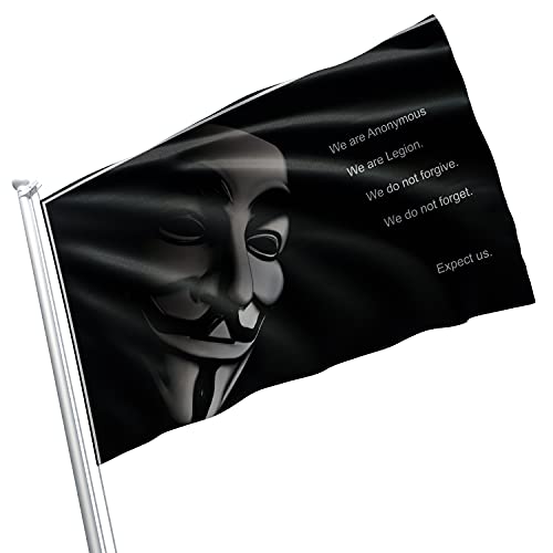 Anonymous Flaggenbanner, 90 x 152 cm, lebendige Farben, doppelt genähte Messingösen, Schwarz von soldwellsd