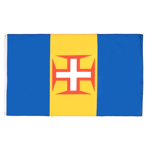Madeira-Flagge – 100D Polyester Portugal – Maderian-Banner mit zwei Metallösen – farbecht – lebendige Farben – 150 x 90 cm von soldwellsd