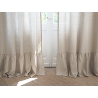 Leinenvorhang Mit Dekorativer Rüsche Aus Medium Linen | 160 G/M2. Individuelle Breite Und Länge von solinen