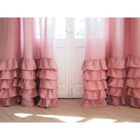 Vorhang Aus Leinen Mit Rüschen in Staubigem Rosa Medium Leinen | 160 G/M2. Für Wohnzimmer Oder Kinderzimmer von solinen