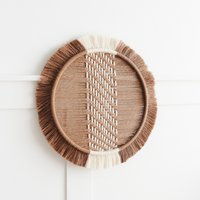 Faser Wandkunst, Boho Wandbehang, Makramee-Wand-Dekor, Modernes Textil-Dekor, Faser-Wanddekoration, Textilknoten-Kunst, Kreis Makramee Wandbild von solisofficial