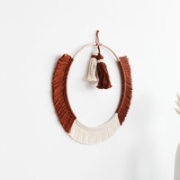Einfache Wandkunst, Hoop-Wanddekor, Quasten-Wandbehang, Runde Textilkunst, Kreisförmige Faserkunst, Karamell-Wohnkultur, Kreis-Türverzierung von solisofficial
