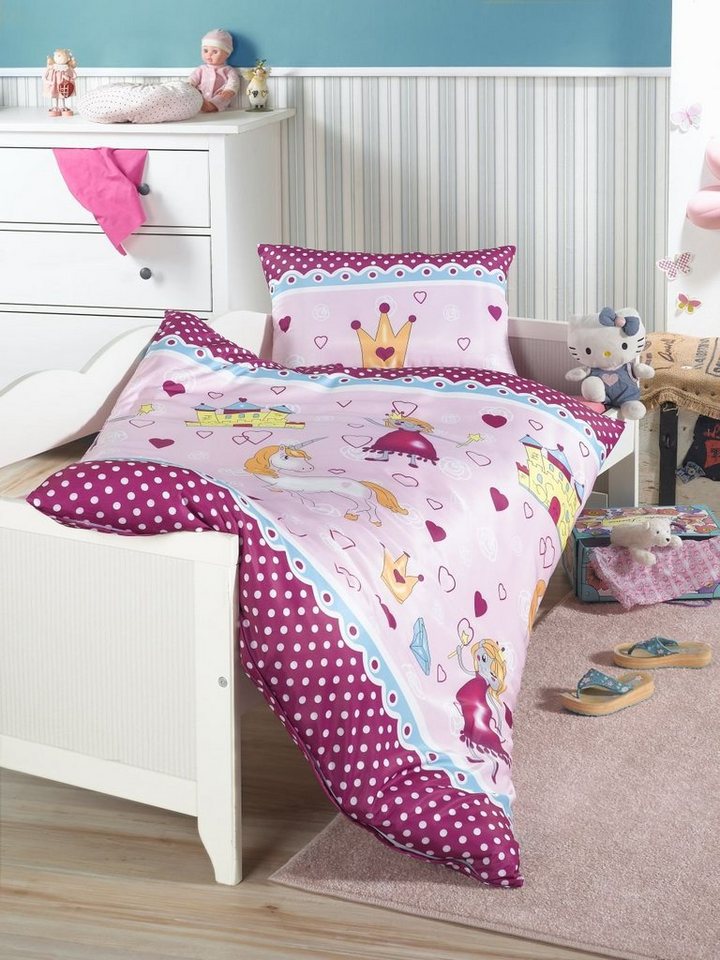 Babybettwäsche Bettwäsche 100 x 135 cm Einhorn Prinzessin Pink, soma von soma