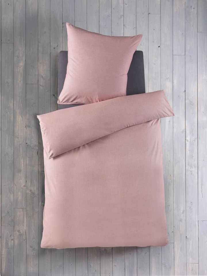 Bettwäsche Chambray 135 cm x 200 cm rosa, soma, Baumolle, 2 teilig, Bettbezug Kopfkissenbezug Set kuschelig weich hochwertig von soma