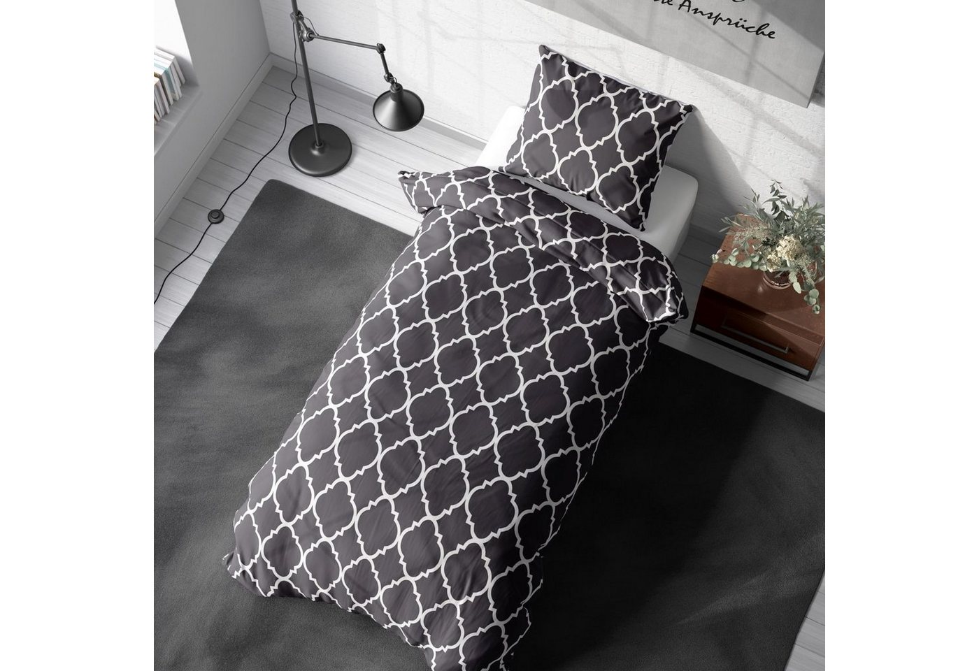 soma Bettwäsche Set Renforcé 135x200 Baumwolle Maroc anthrazit, Renforcé, 2 teilig, Geschenkidee atmungsaktiv weich sale Reißverschluss Partner Sommer von soma