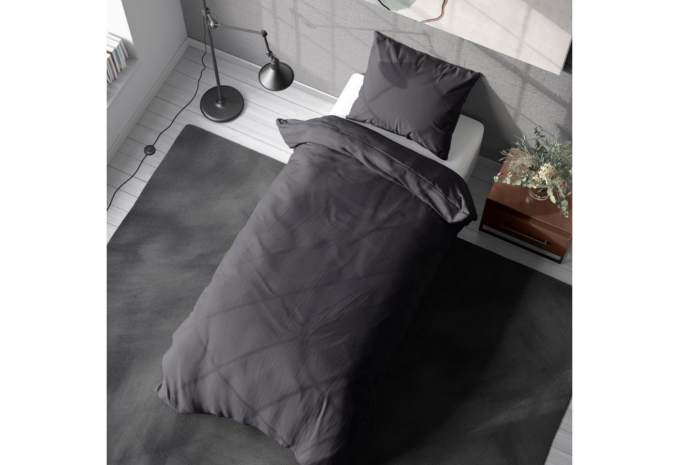 soma Bettwäsche renforce bettwäsche 135x200 bettwäsche 135x200 grau, Bettbezug Kopfkissenbezug Set kuschelig weich hochwertig von soma