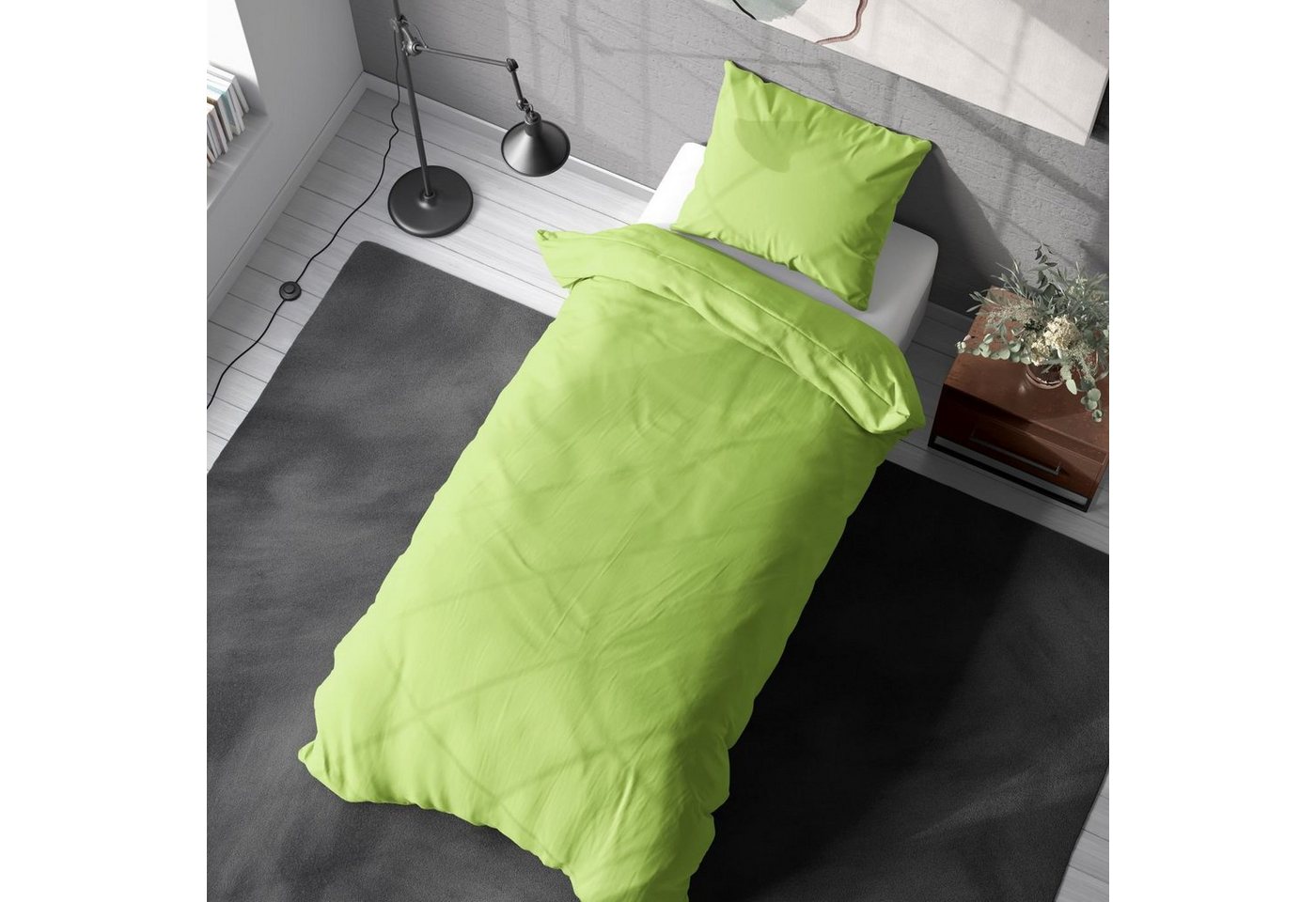 soma Bettwäsche renforce bettwäsche 135x200 bettwäsche 135x200 grün, Bettbezug Kopfkissenbezug Set kuschelig weich hochwertig von soma