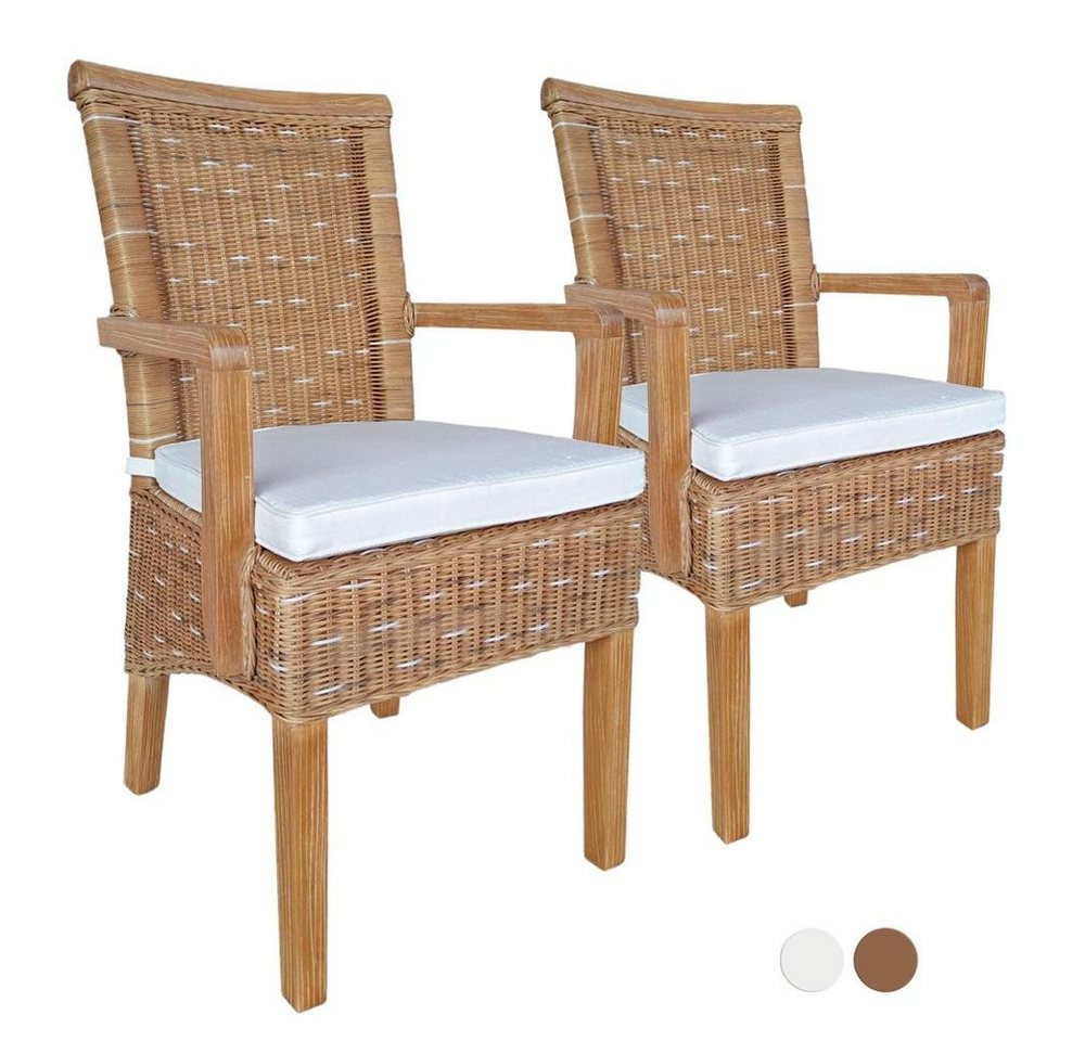 soma Sessel Soma Esszimmer-Stühle-Set mit Armlehnen 2 Stück Rattanstuhl braun Pert, Stuhl Sessel Sitzplatz Sitzmöbel von soma