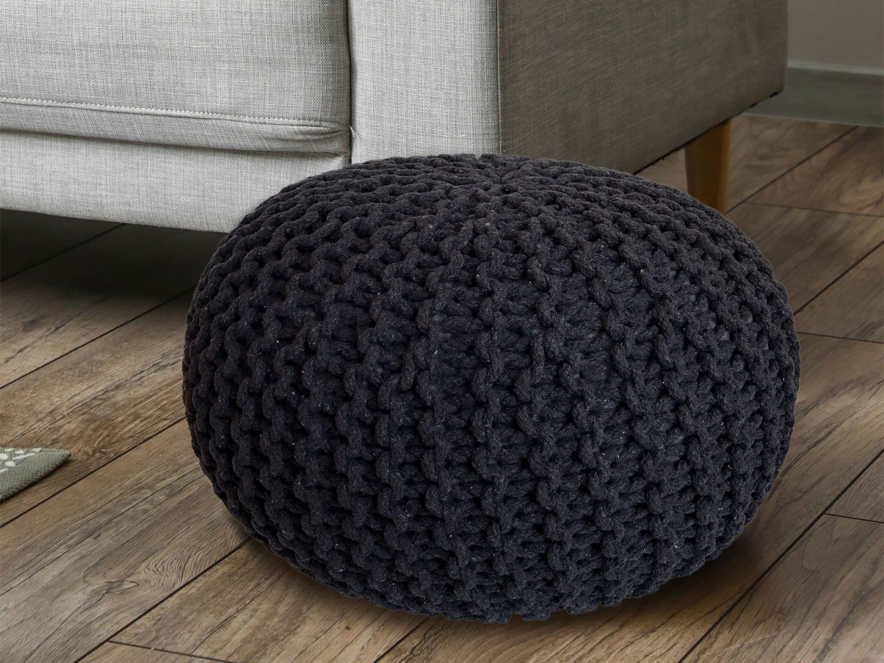 soma Sessel Pouf Ø 55 cm Strickhocker Sitzpouf Sitzpuff Bodenkissen nachhalti, Stuhl Sessel Sitzplatz Sitzmöbel von soma